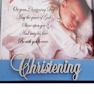 Blue Baby Boy Christening Flip Photo Album in Gift Box