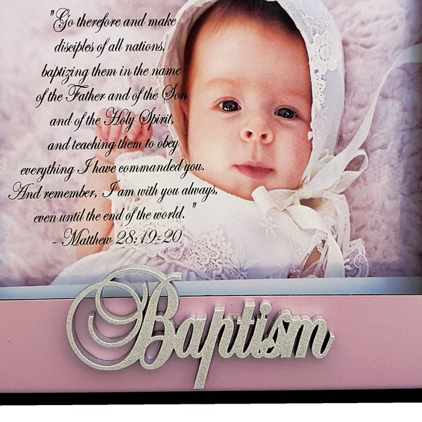 Pink Baby Girl Baptism Flip Photo Album in Gift Box