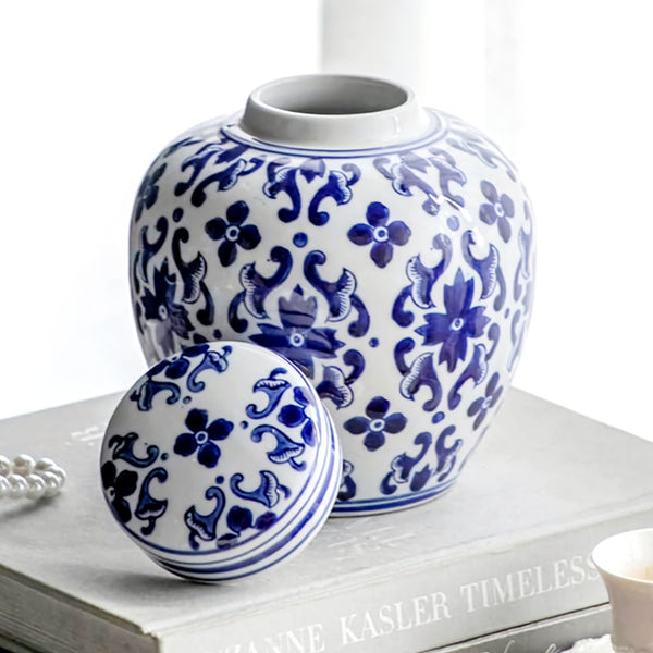 Blue & White Ceramic Jonquil Decorative Ginger Jar