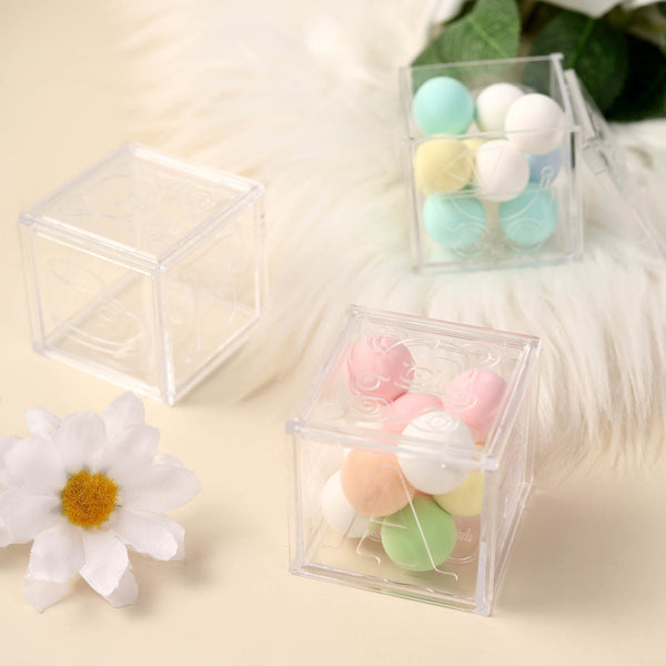 Set 12 Clear Baby ABC Alphabet Fillable Cube Blocks Favour Gifts