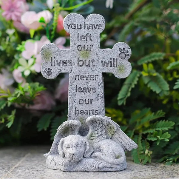 dog Angel Memorial Stone statue cross Sleeping Cat Grave Figurine Outdoor dog Angel Memorial Plaque Polyresin Indoor Outdoor Garden Yard plaque dog Memorial Stone Statue, dog Angel Pet Memorial Grave Marker Tribute Statue