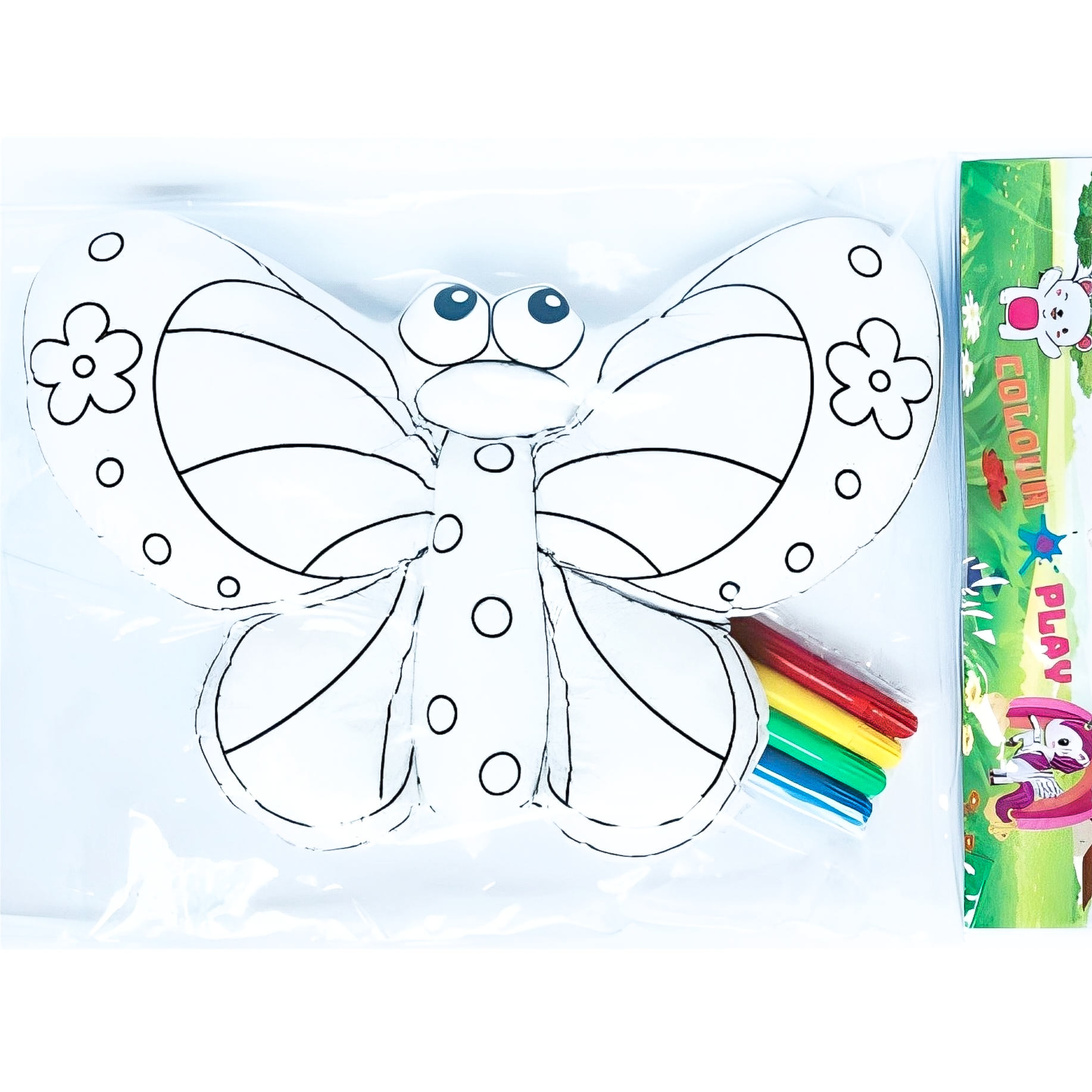 White Colour in Craft Toy Butterfly & Marker Pens in PVC Bag