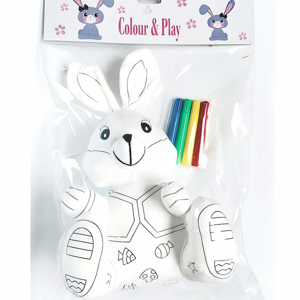 White Colour in Craft Toy Rabbit & Marker Pens in PVC Bag