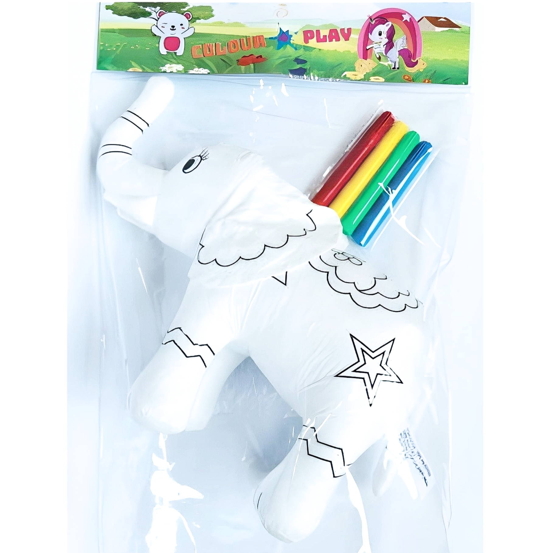 White Colour in Craft Toy Elephant & Marker Pens in PVC Bag