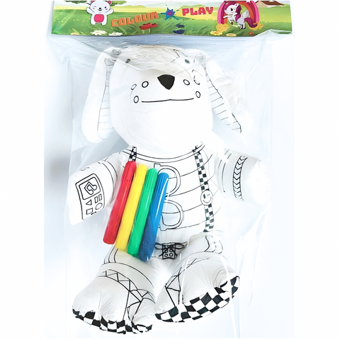 White Colour in Craft Toy Dog & Marker Pens in PVC Bag