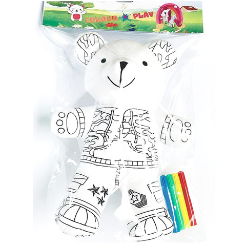 White Colour in Craft Toy Teddy Bear & Marker Pens in PVC Bag