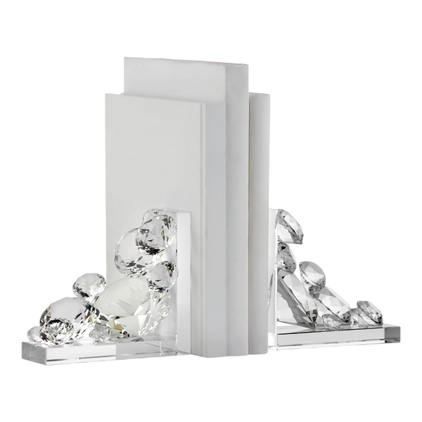 Clear Crystal Cut Glass Diamond Shaped Cluster Bookends