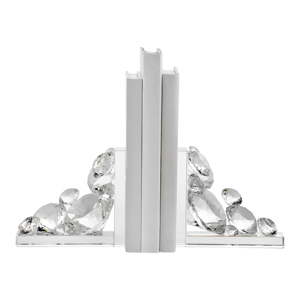 Clear Crystal Cut Glass Diamond Shaped Cluster Bookends