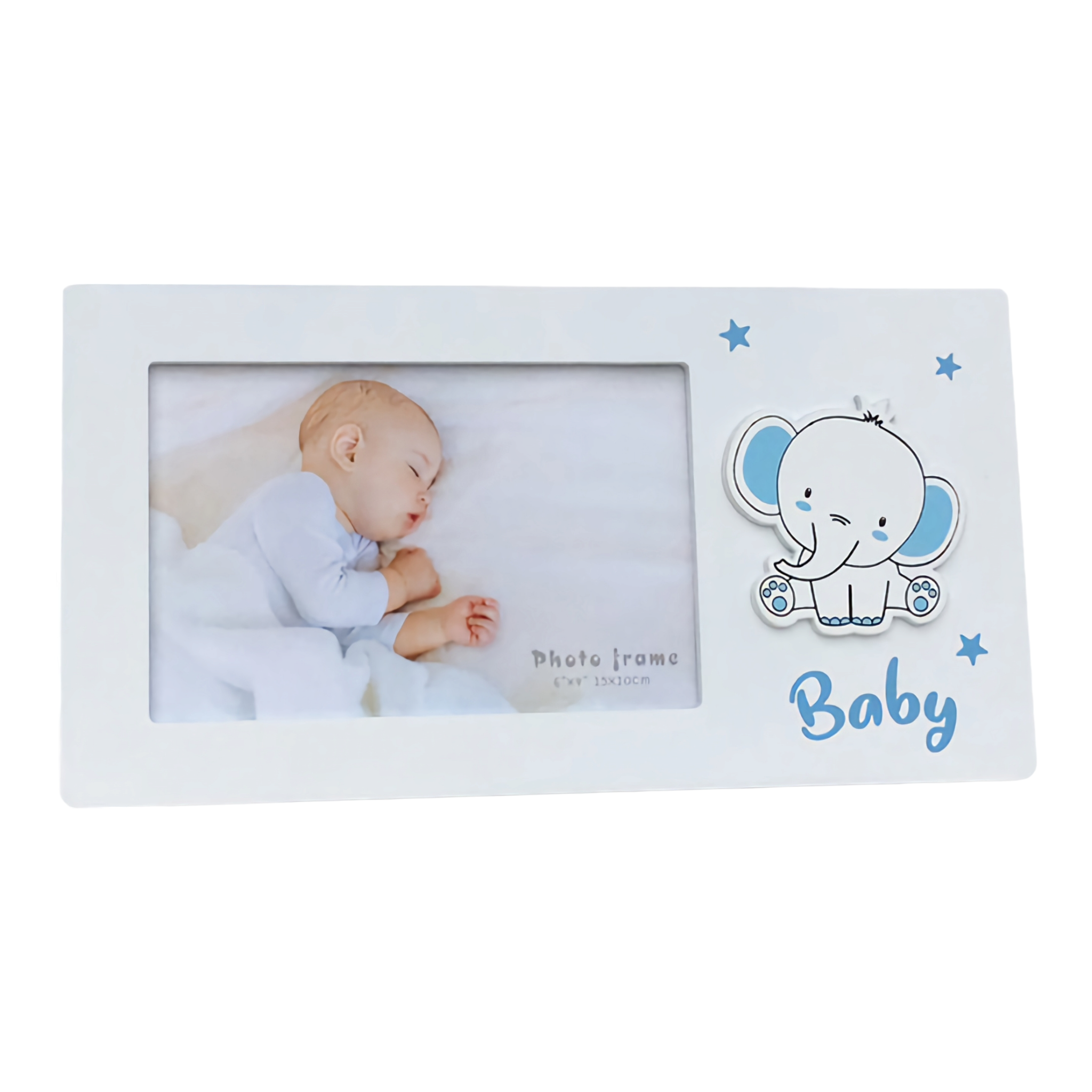 Blue Baby Boy Elephant Photo Frame & Stars