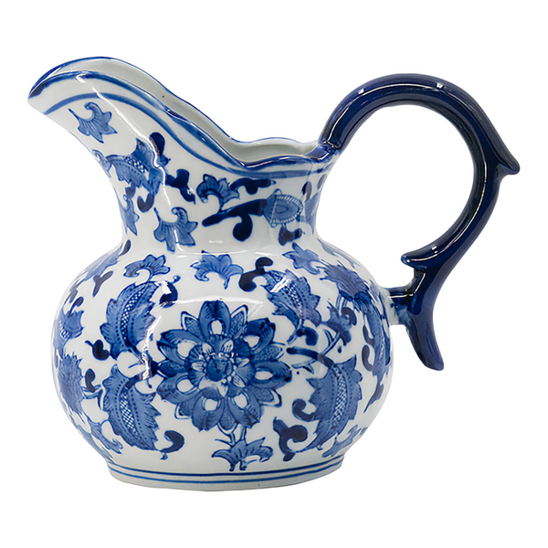 Blue & White Ceramic Ming Luxe Decorative Tabletop Jug