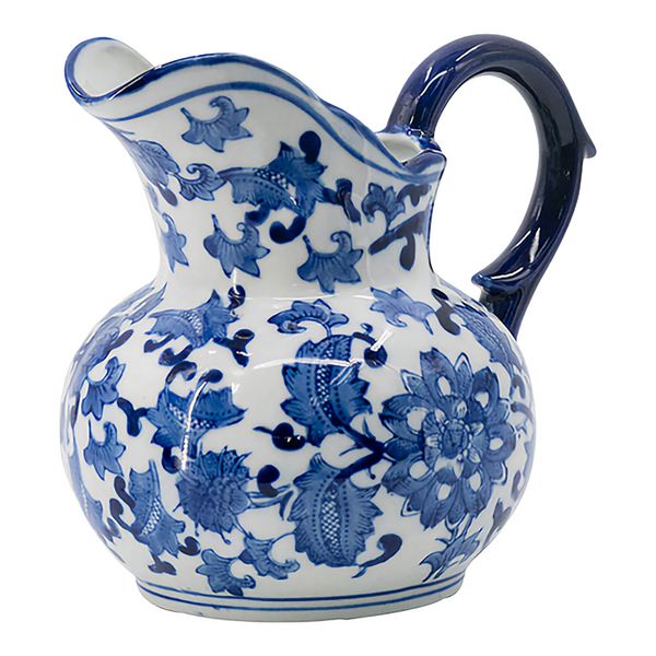 Blue & White Ceramic Ming Luxe Decorative Tabletop Jug