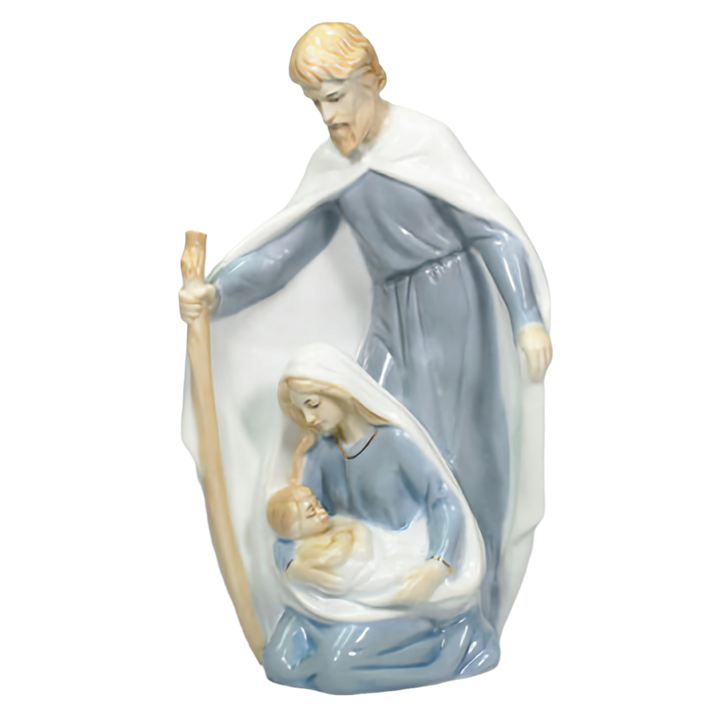 Holy Family standing Statue ceramic Porcelain Virgin holy mother Mary and Joseph blue and white Figurine Hand Painted Figure Catholic Christian statue ornament Religious Gift home decor