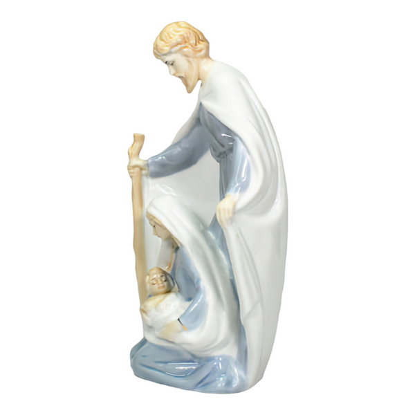 Holy Family standing Statue ceramic Porcelain Virgin holy mother Mary and Joseph blue and white Figurine Hand Painted Figure Catholic Christian statue ornament Religious Gift home decor