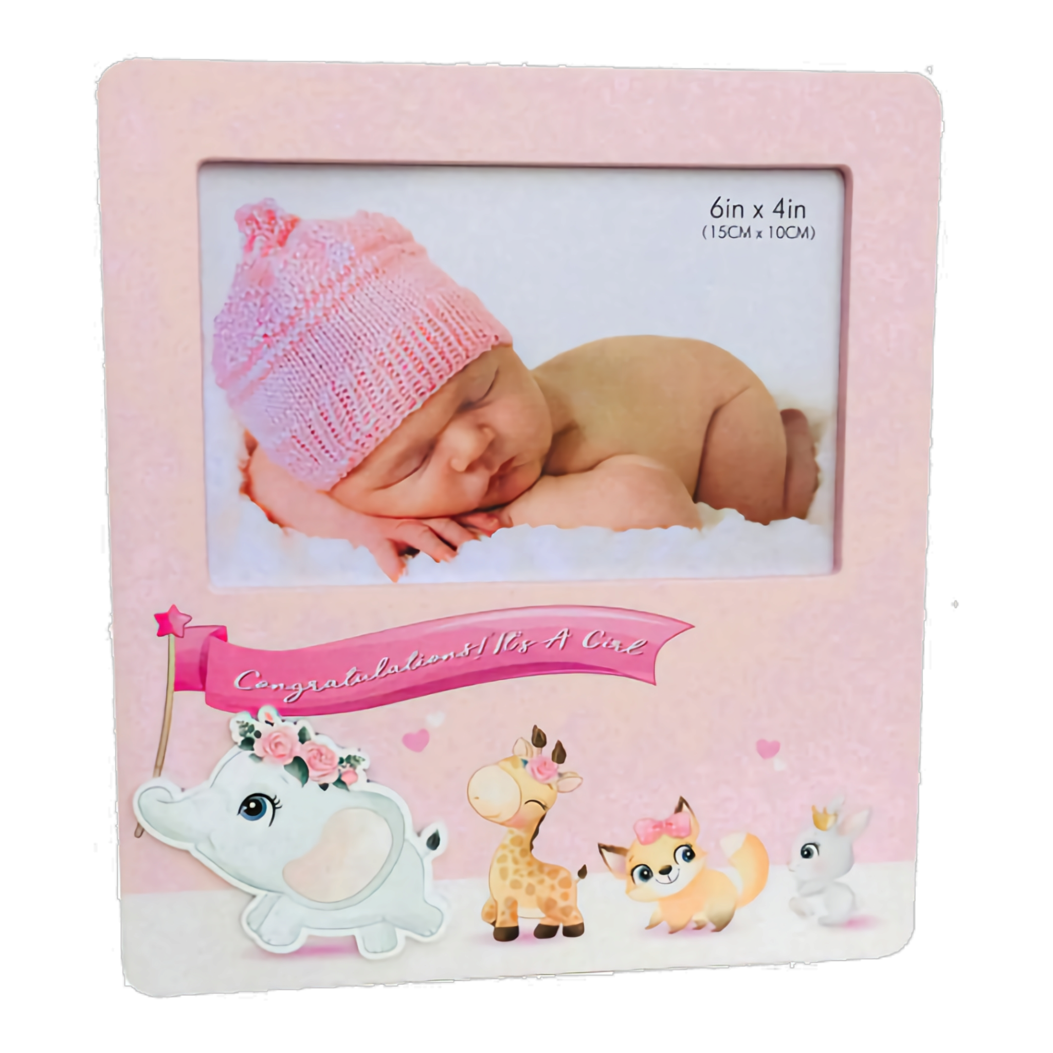 Pink Baby Girl Jungle Zoo Animals Photo Frame