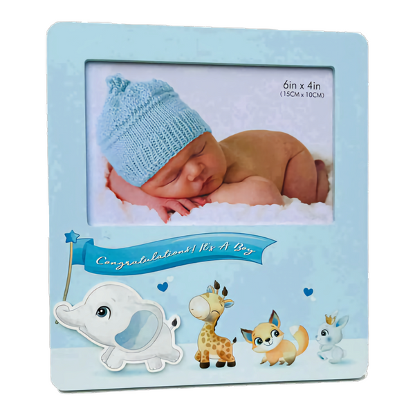 Blue Baby Boy Jungle Zoo Animals Photo Frame