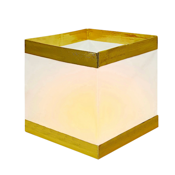 Set of 10 Gold & White Square Chinese Floating Paper Water Candle Holders Lanterns memorial celebration wedding engagement party 