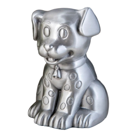 CHILDRENS DOG SILVER PEWTER MONEY BOX BABY SHOWER CHRISTENING NEWBORN GIFT