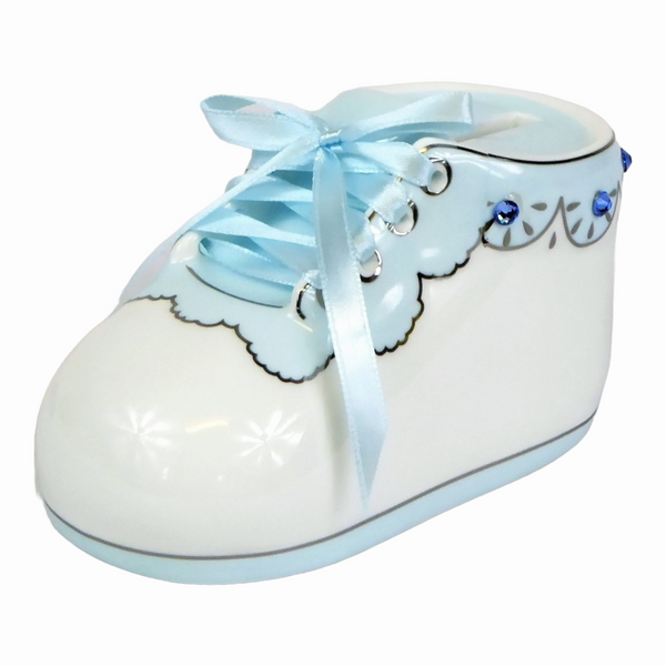 Ceramic Blue Baby Boy Shoe Bootie Money Box children kids gift