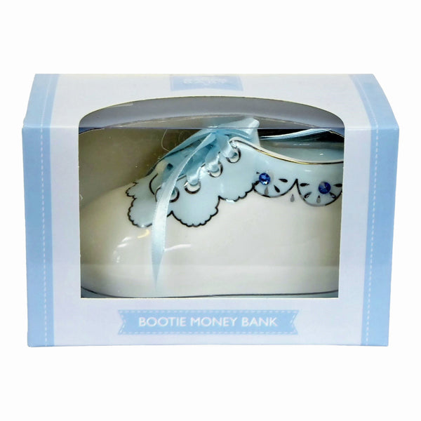 Ceramic Blue Baby Boy Shoe Bootie Money Box children kids gift