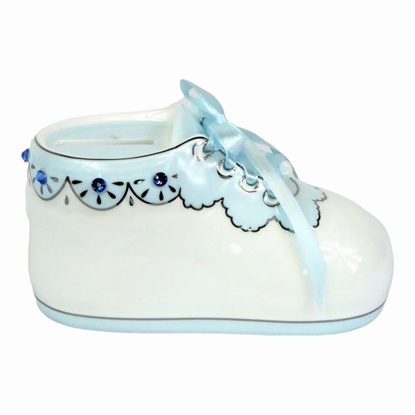 Ceramic Blue Baby Boy Shoe Bootie Money Box children kids gift