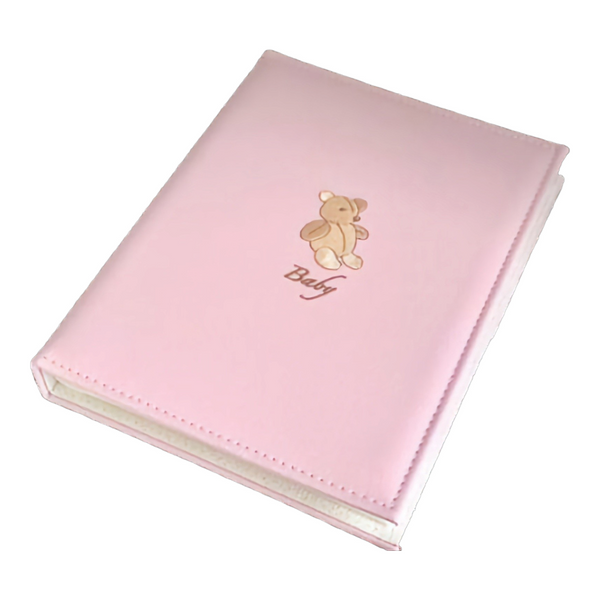 Pink baby girl Teddy Bear Leather cover Photo Album