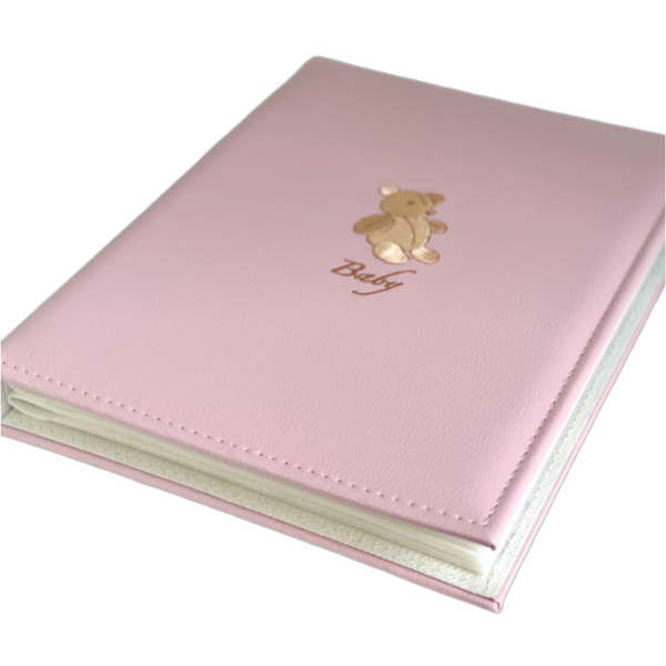 Pink baby girl Teddy Bear Leather cover Photo Album