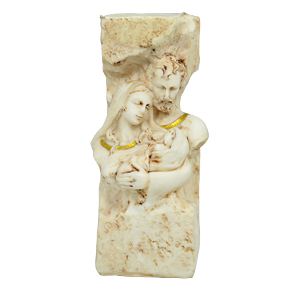 Holy Family Statue with Tealight Candle Holder religious candle holder polyresin resin mother Mary and Jesus figurine ornament catholic Christian candle light