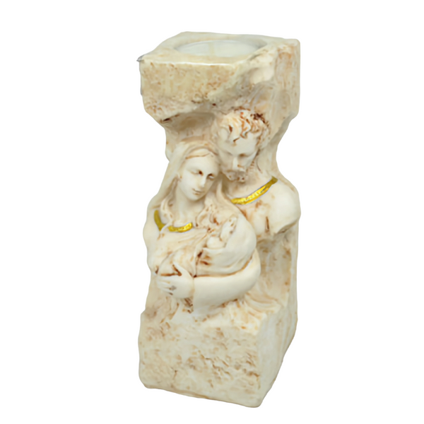 Holy Family Statue with Tealight Candle Holder religious candle holder polyresin resin mother Mary and Jesus figurine ornament catholic Christian candle light