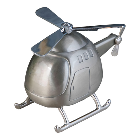 Silver Pewter Helicopter Money Box