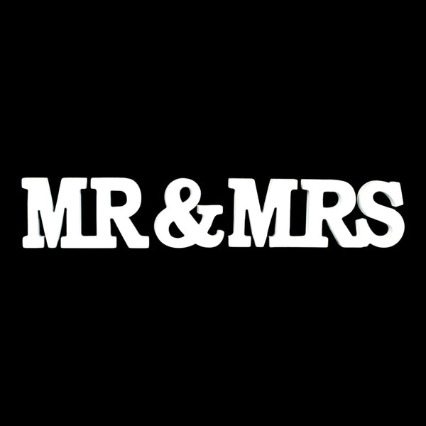 White Mr and Mrs Wooden Standing Wedding Table Top Words Letter Sign Decoration