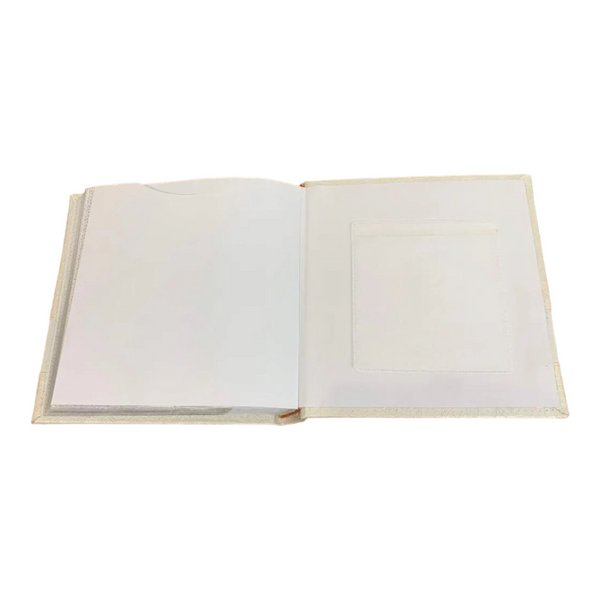 Ivory Our Wedding Book Bound Photo Album with Leather Cover & Frame in Clear Gift Box