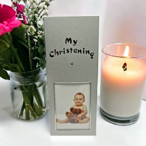 Silver My Christening Diamante Photo Frame- Favours Bomboniere Gifts