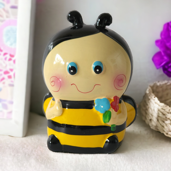 Children's ceramic bumble bee yellow and black Money Box children kids baby gift