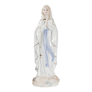 Our Lady Statue ceramic Porcelain Virgin holy mother Mary Statue praying with white and gold detail Our Lady Figurine Hand Painted Figure Catholic Christian statue ornament Religious Gift home decor