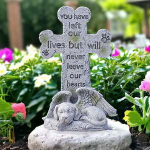 dog Angel Memorial Stone statue cross Sleeping Cat Grave Figurine Outdoor dog Angel Memorial Plaque Polyresin Indoor Outdoor Garden Yard plaque dog Memorial Stone Statue, dog Angel Pet Memorial Grave Marker Tribute Statue