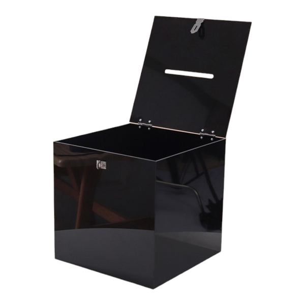 Plain Black Square Acrylic Wishing Well Box- 30cm x 30cm