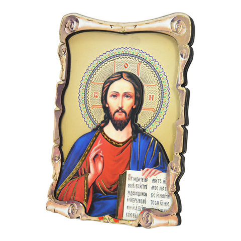 Religious Orthodox Colour Wooden Wood 3D Jesus Christ Icon Plaque picture Stand