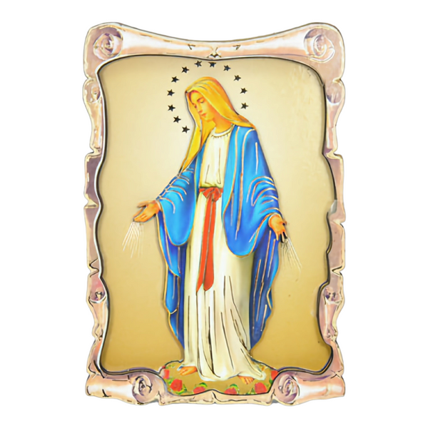 Religious Catholic Christian Colour Wooden Wood 3D Blessed Holy Virgin Mother Mary Icon Plaque picture Stand