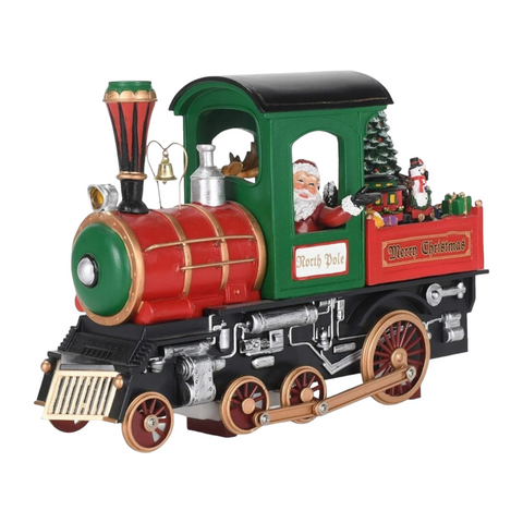 Red & Green Musical LED Light Up Electric Santa Christmas Train