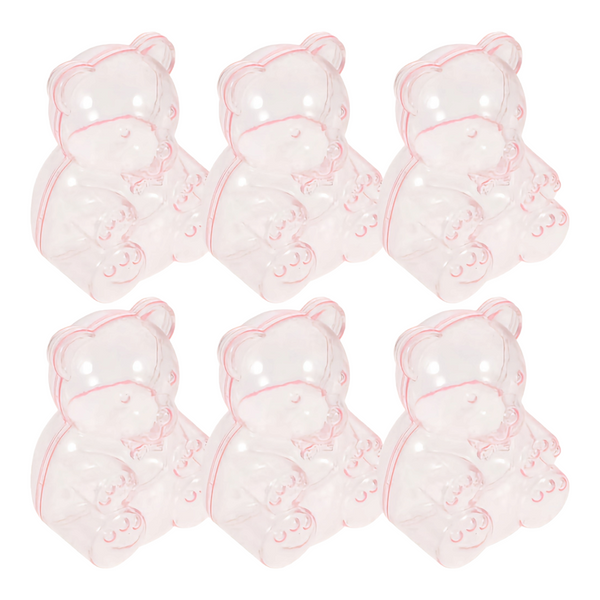 Set 12 Pink Baby Girl Teddy Bear Shape Fillable Favour Gifts