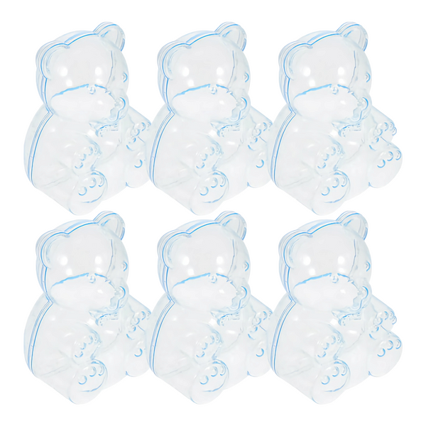 Set 12 Blue Baby Boy Teddy Bear Shape Fillable Favour Gifts