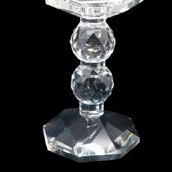 Round Crystal Cut Glass Pillar Candlestick Holder home decor