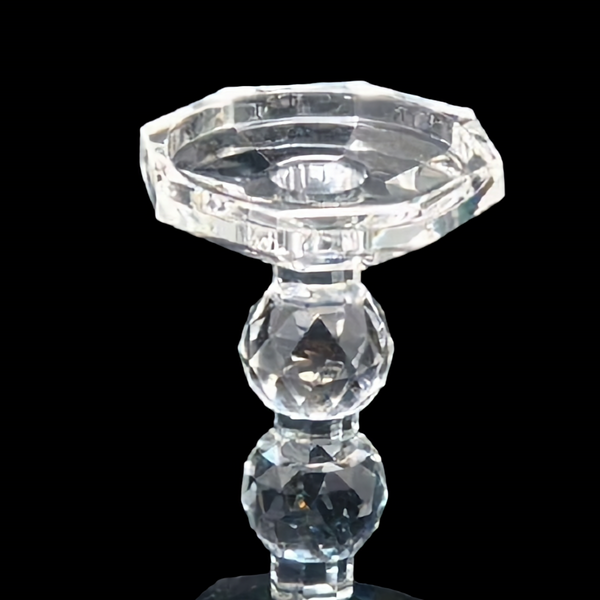 Round Crystal Cut Glass Pillar Candlestick Holder home decor