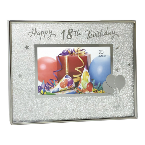 Silver Glitter Happy 18th Birthday Photo Frame