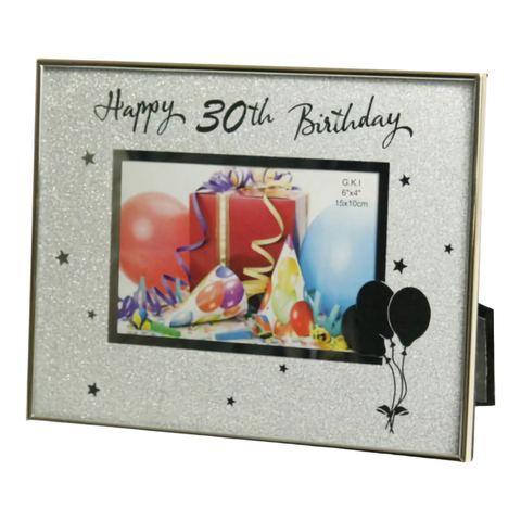 Silver Glitter Happy 30th Birthday Photo Frame