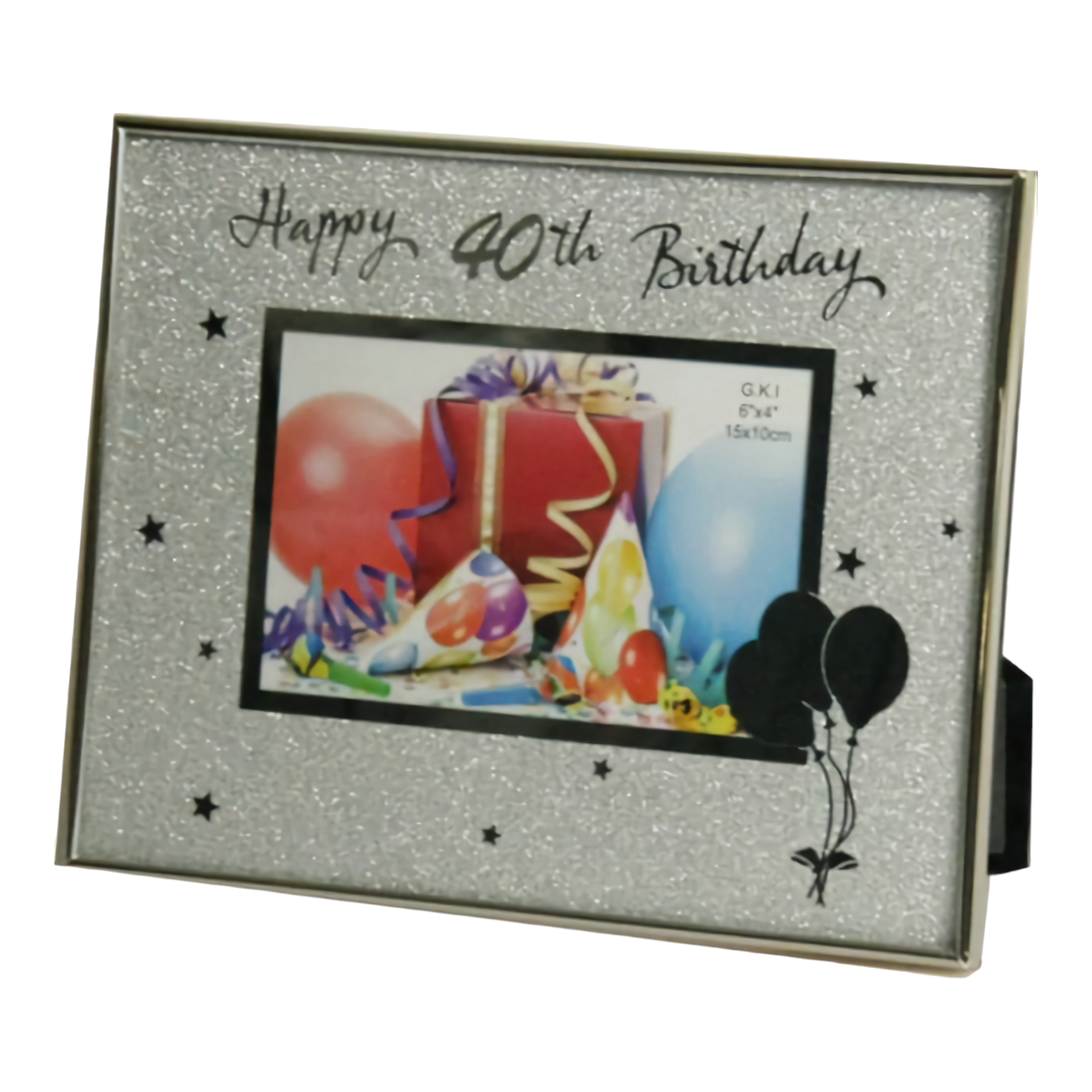 Silver Glitter Happy 40th Birthday Photo Frame