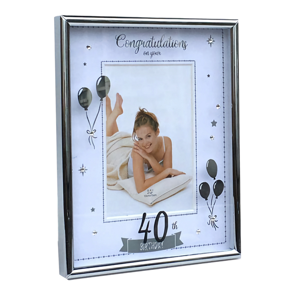 Silver Congratulations On Your 40th Birthday Photo Frame & Trim Border