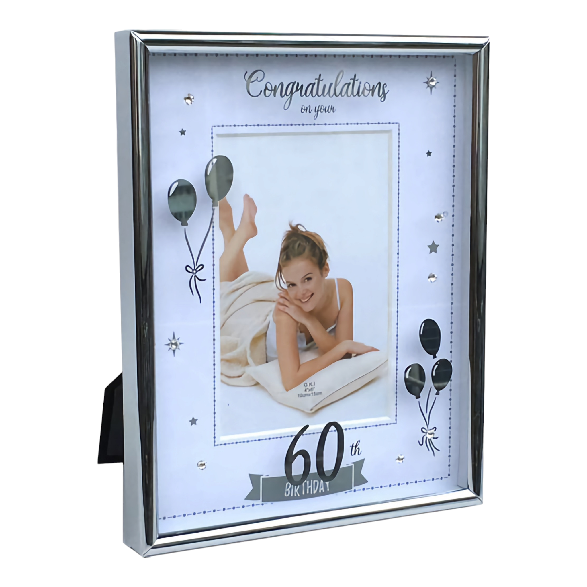 Silver Congratulations On Your 60th Birthday Photo Frame & Trim Border