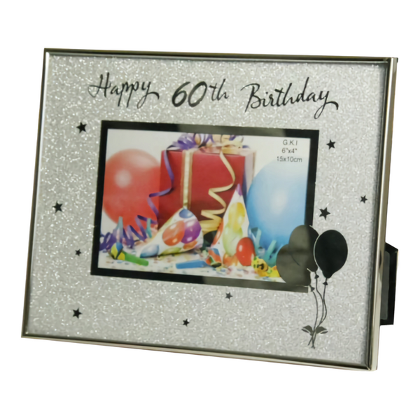 Silver Glitter Happy 60th Birthday Photo Frame