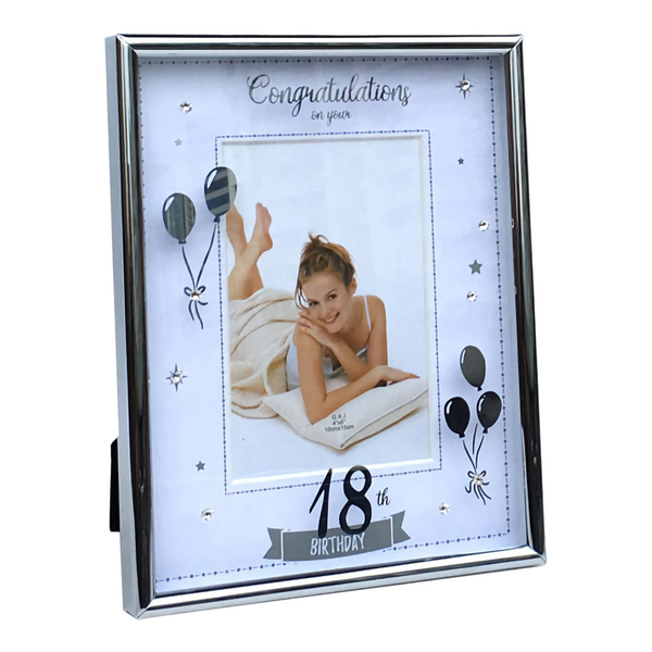 Silver Congratulations On Your 18th Birthday Photo Frame & Trim Border